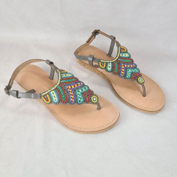 New VERY VOLATILE "HANIYA" Gray with Multi Colored Beaded Sandals Women's (7) - Picture 2 of 10